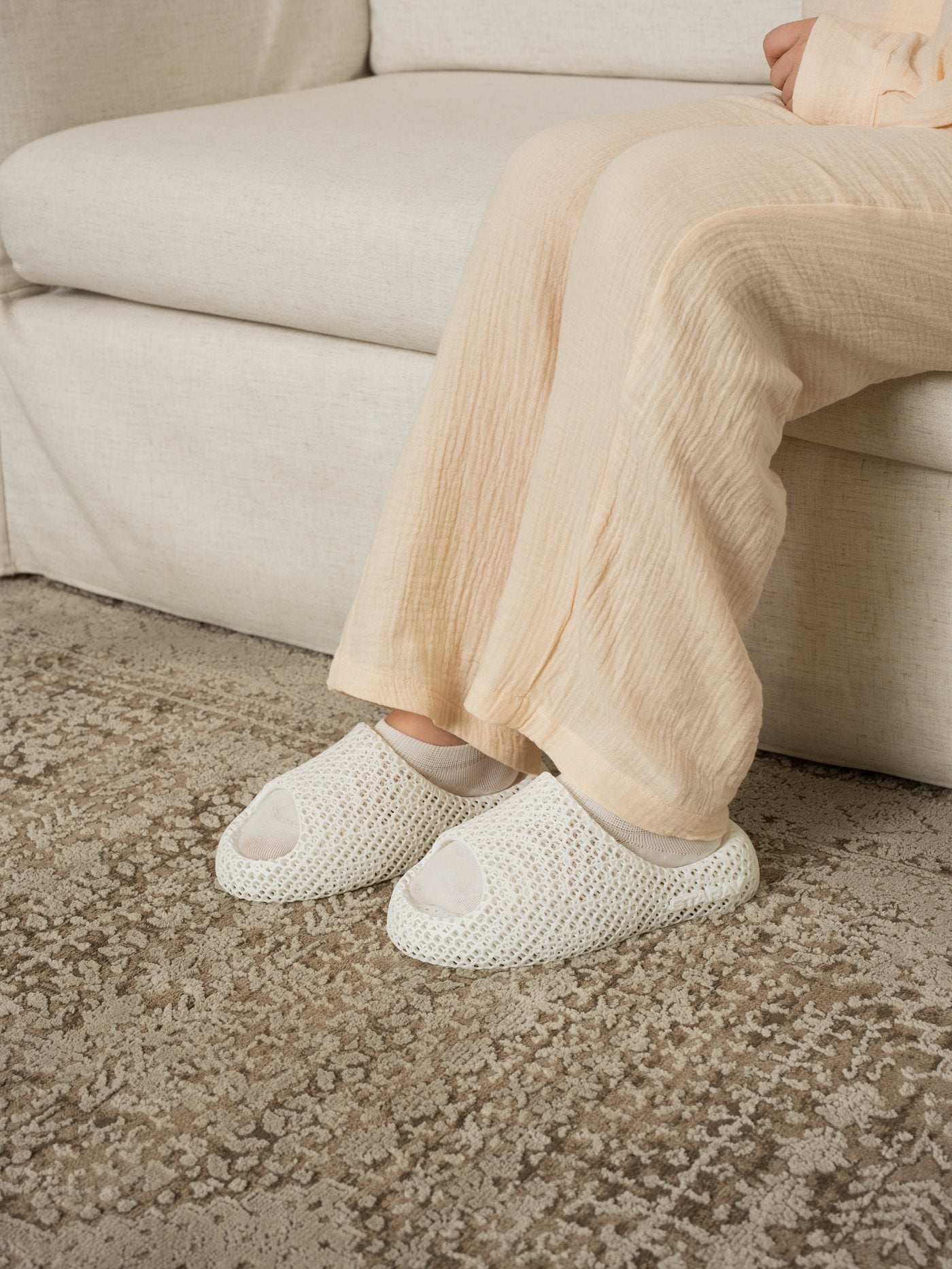 STARAY Dolphin white lounge shoe worn at home